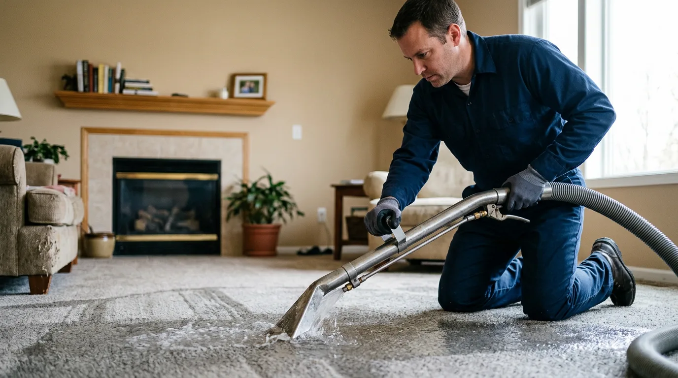 Water damage restoration technician working near Viola, DE